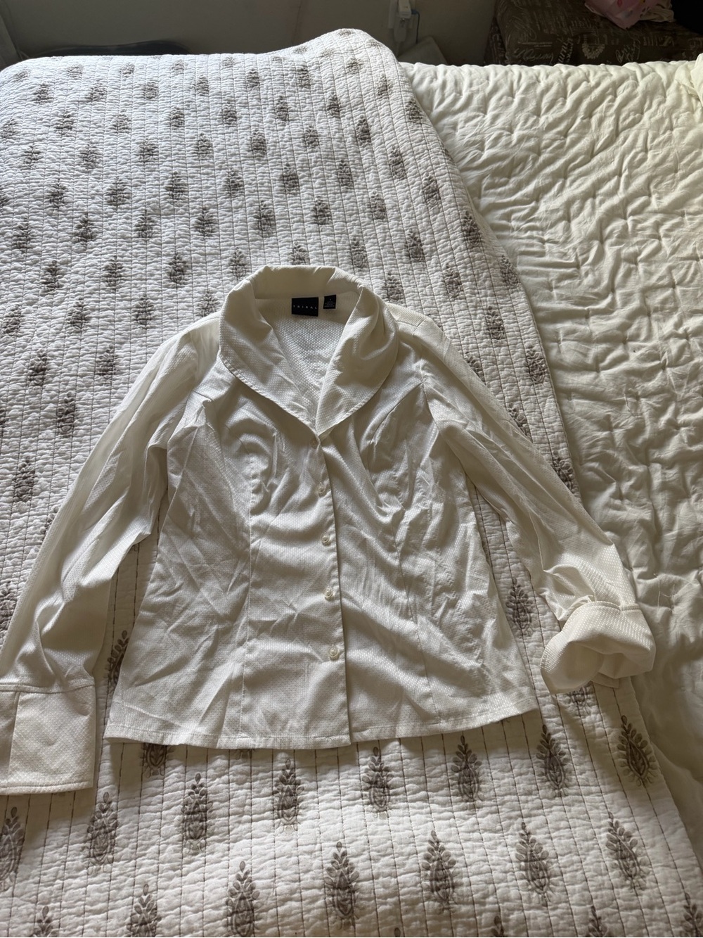 Tribal White Textured Button-Front Blazer